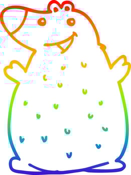 rainbow gradient line drawing cartoon happy bear vector