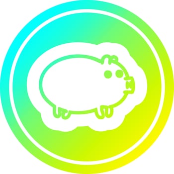fat pig circular in cold gradient spectrum vector