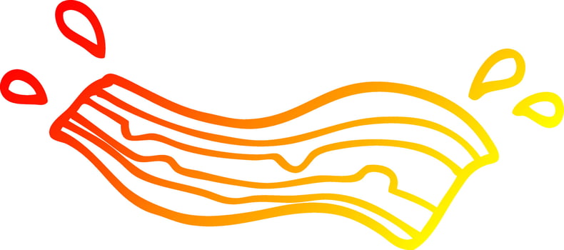 warm gradient line drawing cartoon bacon vector