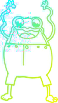 cold gradient line drawing cartoon frog vector