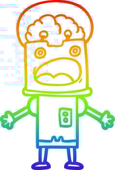 rainbow gradient line drawing cartoon robot vector