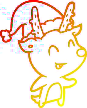 warm gradient line drawing christmas reindeer vector