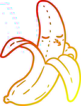 warm gradient line drawing cartoon banana vector
