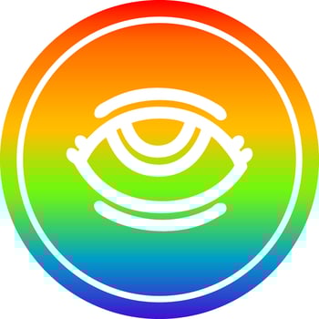 eye symbol circular in rainbow spectrum vector