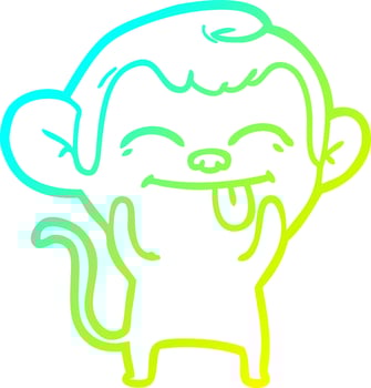 cold gradient line drawing funny cartoon monkey vector