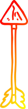 warm gradient line drawing cartoon straight arrow vector