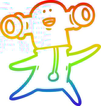 rainbow gradient line drawing friendly cartoon alien vector