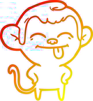warm gradient line drawing funny cartoon monkey vector
