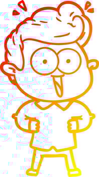 warm gradient line drawing cartoon excited man vector