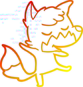 warm gradient line drawing friendly cartoon fox vector
