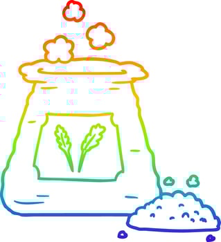 rainbow gradient line drawing cartoon bag of flour vector