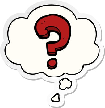 cartoon question mark and thought bubble as a printed sticker vector