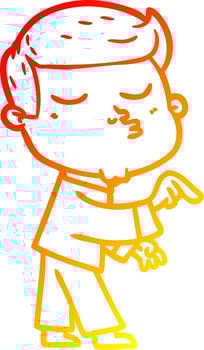 warm gradient line drawing cartoon model guy pouting vector