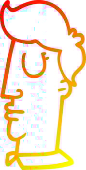 warm gradient line drawing cartoon human head vector