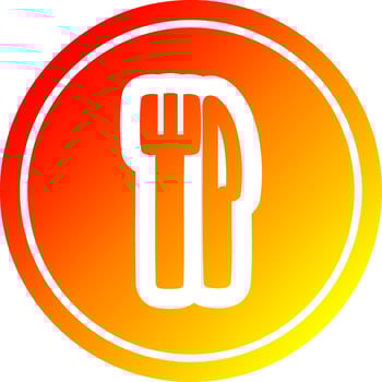 knife and fork circular in hot gradient spectrum vector