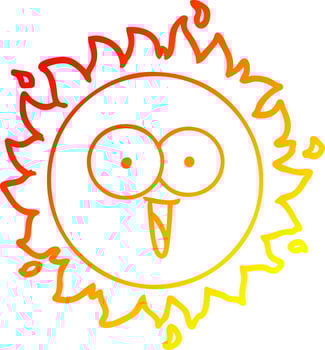 warm gradient line drawing happy cartoon sun vector