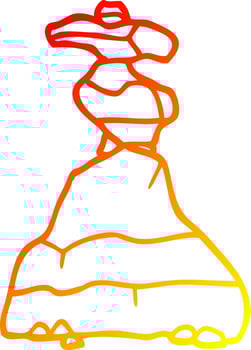 warm gradient line drawing cartoon boulders vector