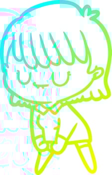 cold gradient line drawing cartoon woman vector