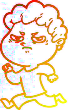 warm gradient line drawing cartoon angry man vector