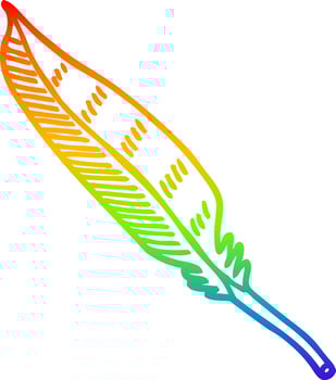 rainbow gradient line drawing cartoon feather vector