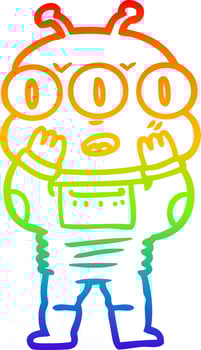 rainbow gradient line drawing surprised three eyed alien vector