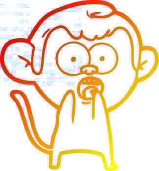 warm gradient line drawing cartoon shocked monkey vector