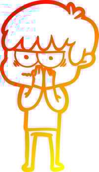 warm gradient line drawing annoyed cartoon boy vector