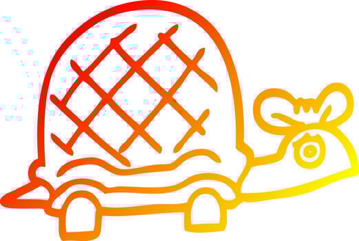 warm gradient line drawing cartoon funny tortoise vector