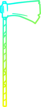 cold gradient line drawing cartoon medieval war axe vector