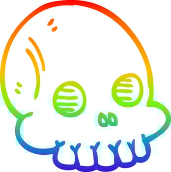 rainbow gradient line drawing cartoon halloween skull vector