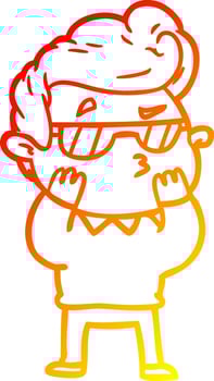warm gradient line drawing cartoon cool guy vector