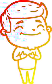 warm gradient line drawing happy cartoon man vector