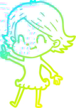 cold gradient line drawing cartoon friendly girl vector