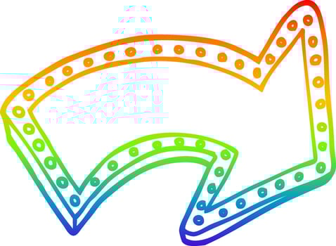 rainbow gradient line drawing cartoon lit up sign vector