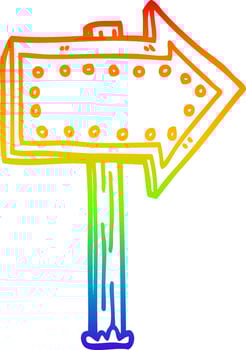 rainbow gradient line drawing cartoon lit up sign vector