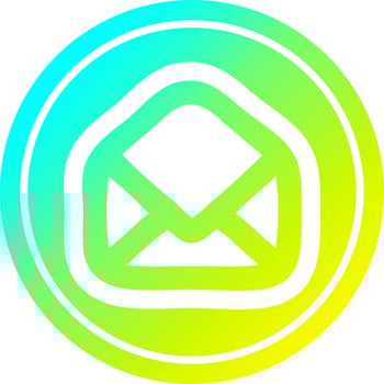 envelope letter circular in cold gradient spectrum vector