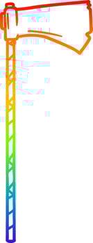 rainbow gradient line drawing cartoon medieval war axe vector