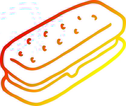 warm gradient line drawing cartoon chocolate biscuit vector