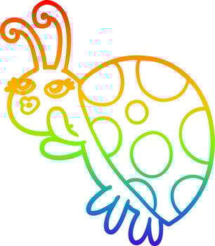 rainbow gradient line drawing cartoon ladybug vector