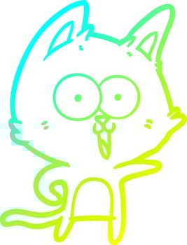 cold gradient line drawing funny cartoon cat vector