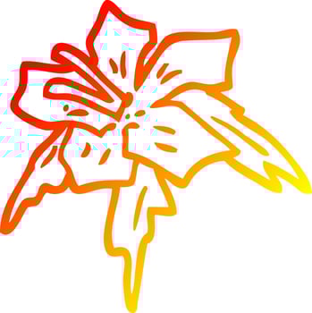 warm gradient line drawing cartoon exotic flower vector