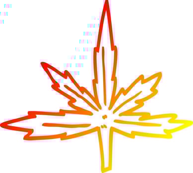 warm gradient line drawing cartoon marijuana leaf vector