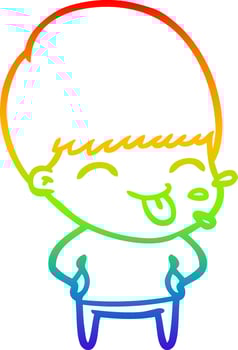 rainbow gradient line drawing funny cartoon boy vector