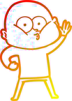 warm gradient line drawing cartoon bald man staring vector