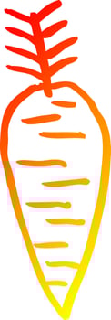 warm gradient line drawing cartoon root vegetable vector