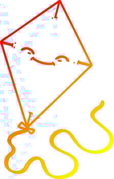 warm gradient line drawing cartoon kite vector