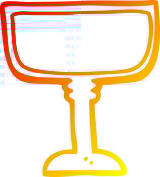 warm gradient line drawing cartoon wine glass vector