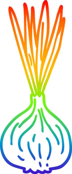 rainbow gradient line drawing cartoon sprouting onion vector
