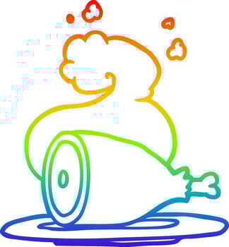 rainbow gradient line drawing cooked meat vector