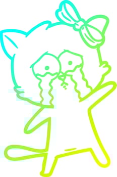 cold gradient line drawing cartoon cat vector